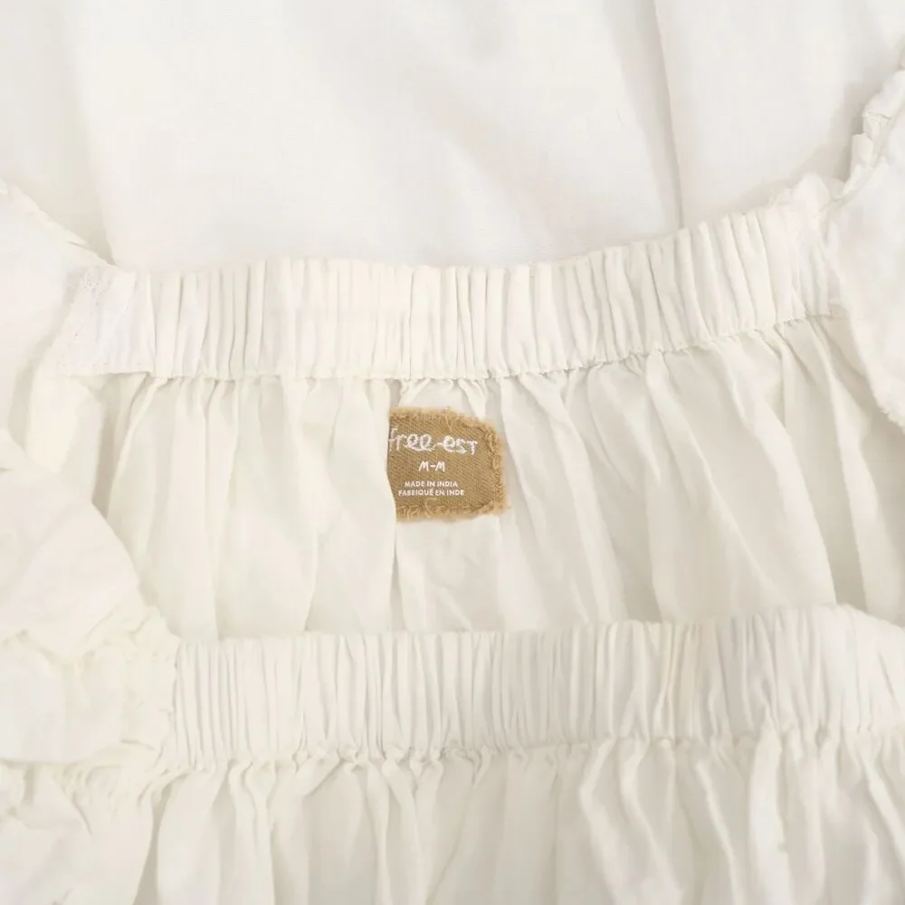Free People Free Est Flaunt It Mini Dress Ruched Smocked Puff Sleeves M 288771